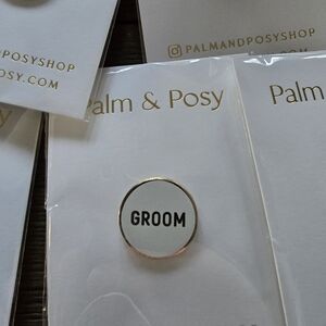 Groom enamel lapel pin